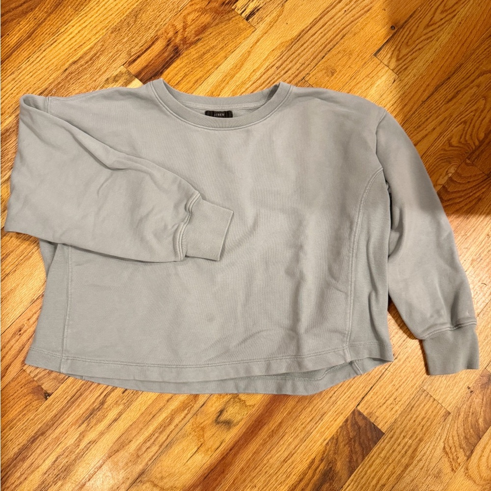 J.Crew Women's Blue/grey Cropped Sweatshirt